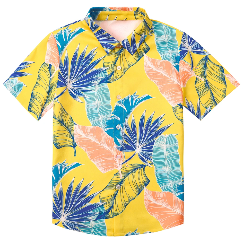 Hawaiian Shirts Tropic Flower Botanical Print Shirts Men Fashion Oversized Blouse Men's Lapel Shirt Beach Casual Men's Clothing