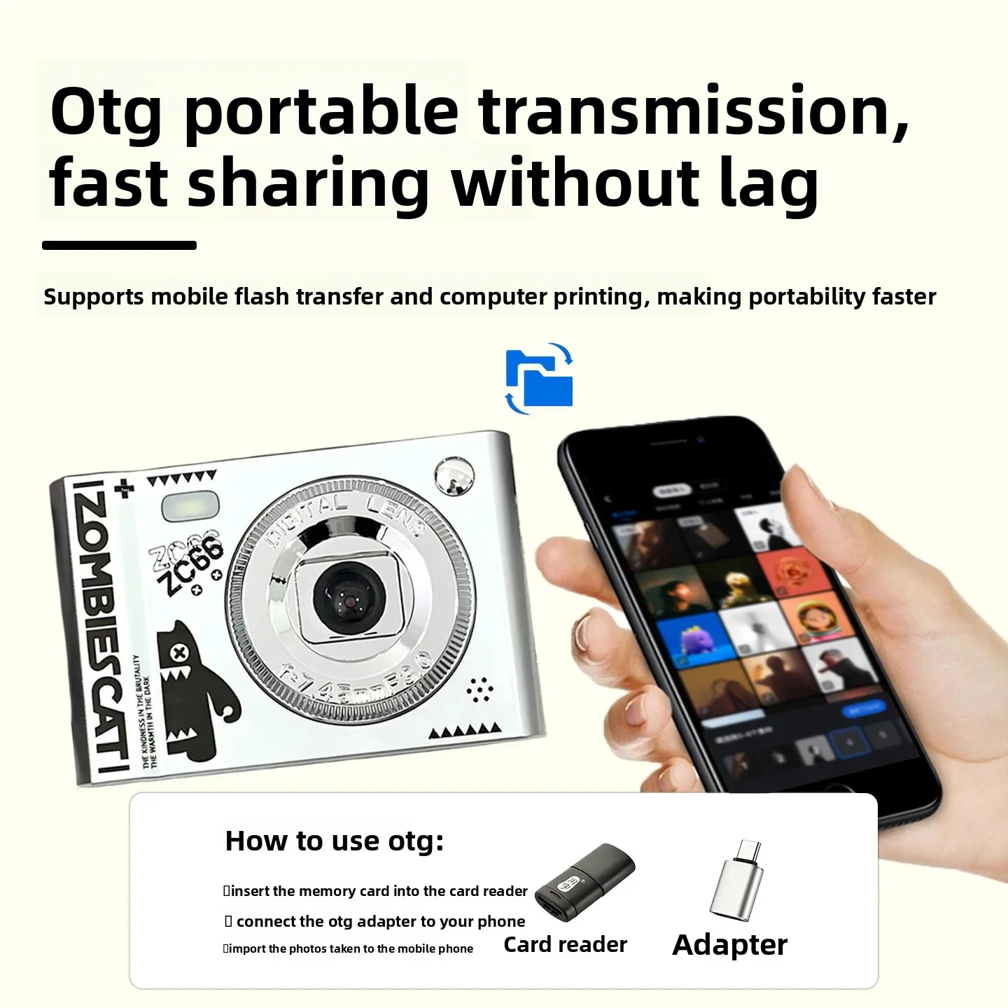 Zombies Cat CCD  XJ01 Camera Digital Camera For Students Travel Girls Birthday Graduation Gift Compact Portable HD Selfie Camera