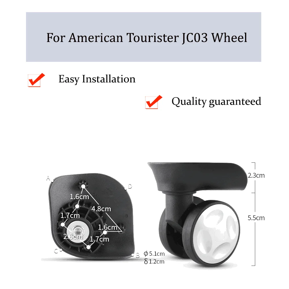 

For American Tourister JC03 Universal Wheel Replacement Trolley Case Luggage Pulley Silent Smooth Shock Absorbing Caster Wheel