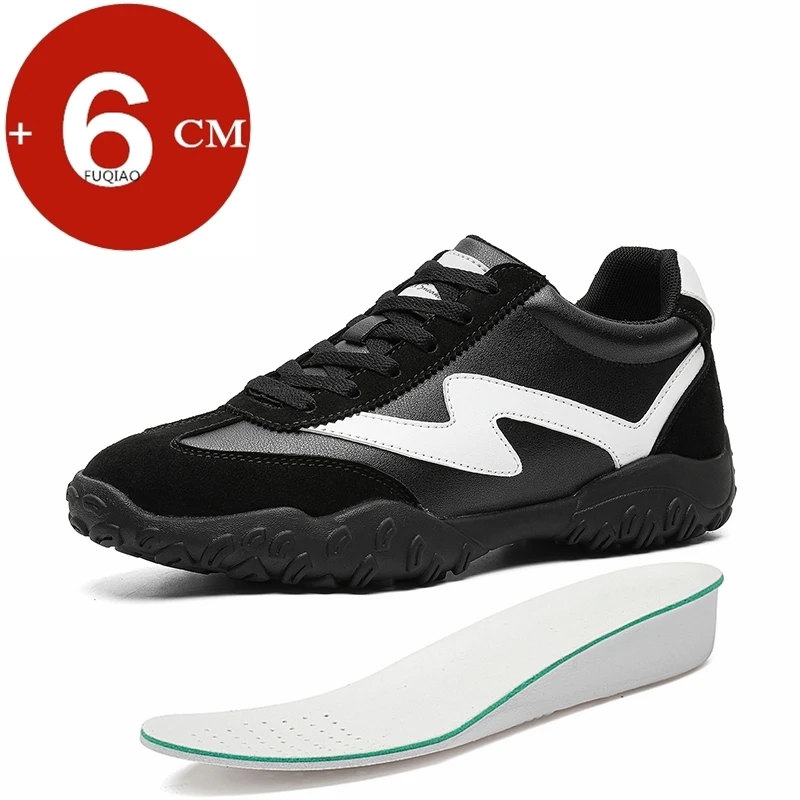 

Скрытые стельки с подъемом 6 см, кроссовки для мужчин, замшевые туфли-лифты, удобная повседневная спортивная обувь, увеличивающая рост для женщин