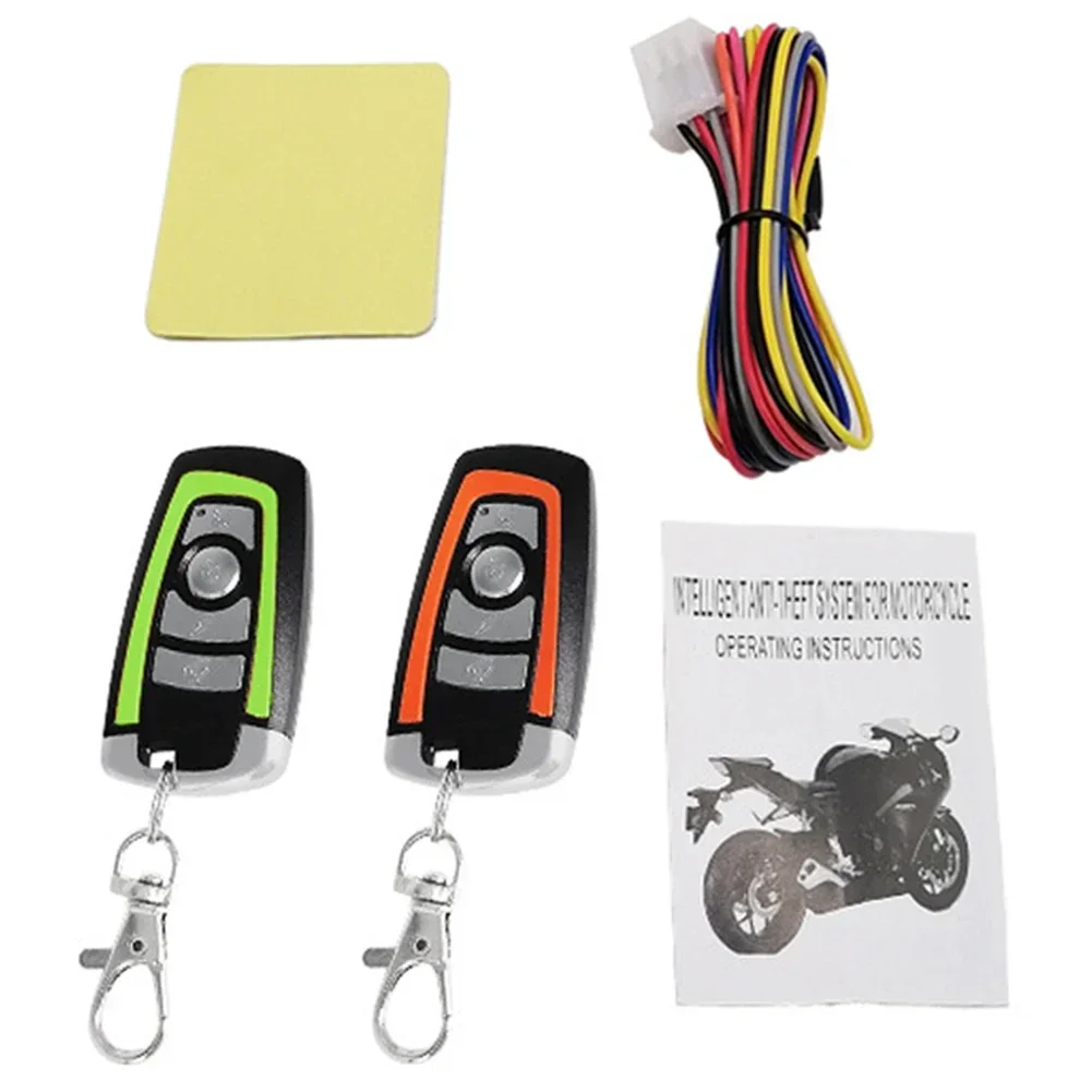 Universal Motorcycle Alarm System One-way with Engine Start Remote Control Key Fob 12V with Overload Protector