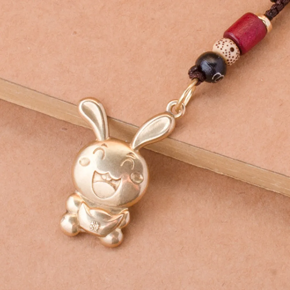 6Pcs Brass Bunny Keychain Charms Pendant DIY Accessories Retro Rabbit Zodiac Hanging Decor Brass Bunny Ornament - view 5