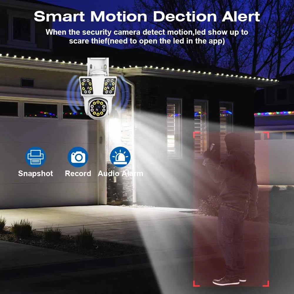 Imagem -05 - Câmera de Segurança Impermeável ao ar Livre com Lente Dupla Rastreamento de Movimento Vídeo Ptz Câmera Cctv ip Telas Wi-fi Lentes