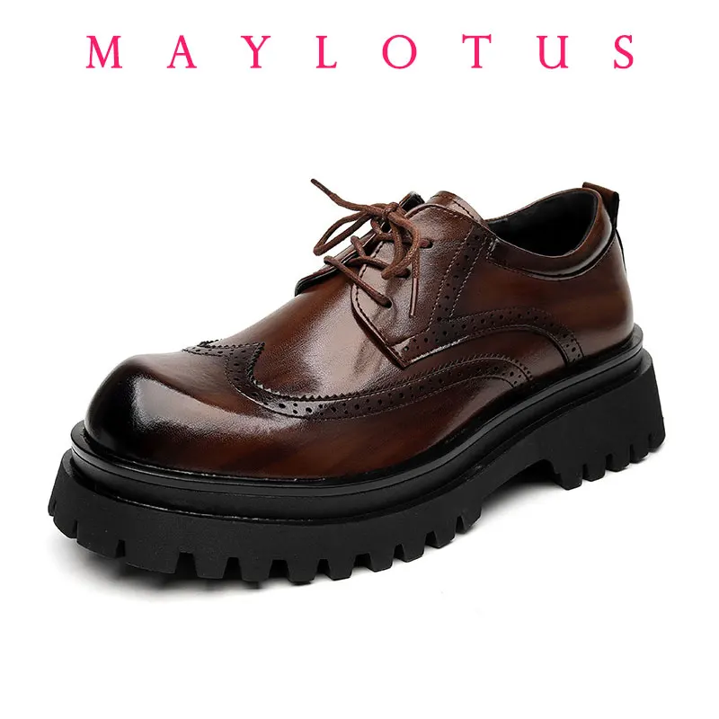 

New Brand Brogue Men's Shoes Thick-soled Casual British Style Comfortable Oxford Shoes Lace-up High Quality Men's Shoes