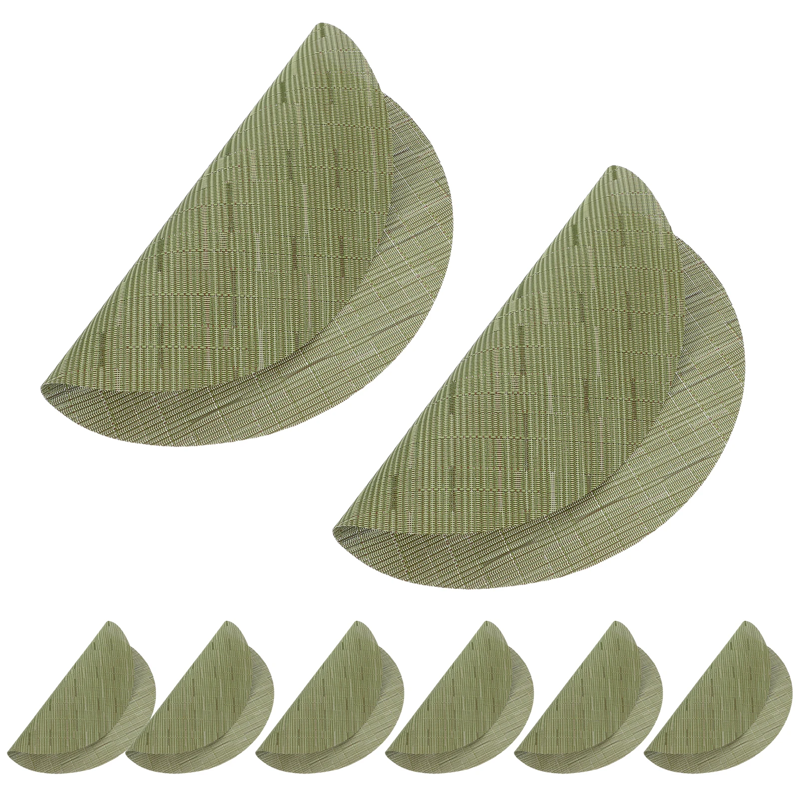 

8Pcs Round Bamboo Texture PVC Placemats Heat Insulation Non-Slip Table Mats for Dining Kitchen Party Holiday Decor