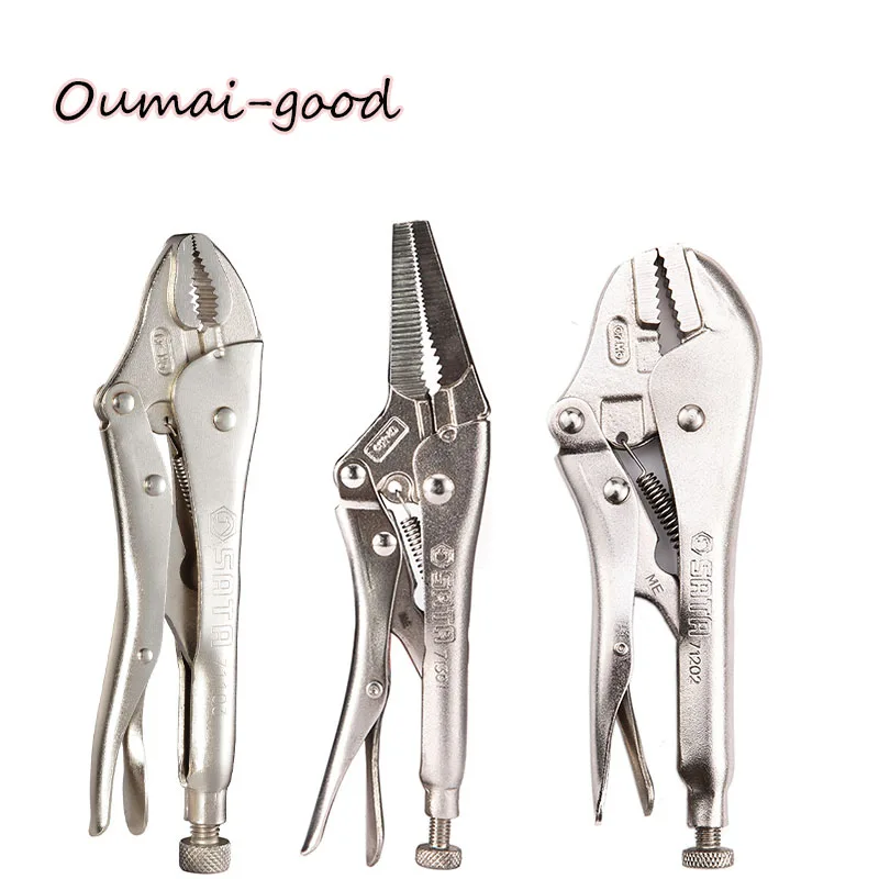 1pc Greener 5/7/9/10Inch Multifunctional Round Mouth Locking Pliers Ground Mouth Straight Jaw Lock Vise Grip Clamp Hand Tools