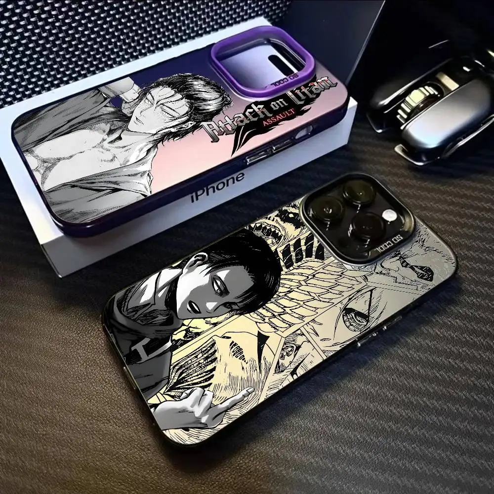 A-Attack On T-Titan Comics Cassa Del Telefono Per iPhone 17 16 15 14 13 12 11 Pro Max Air multicolore Opaco Laser Metallico Aurora Fonda
