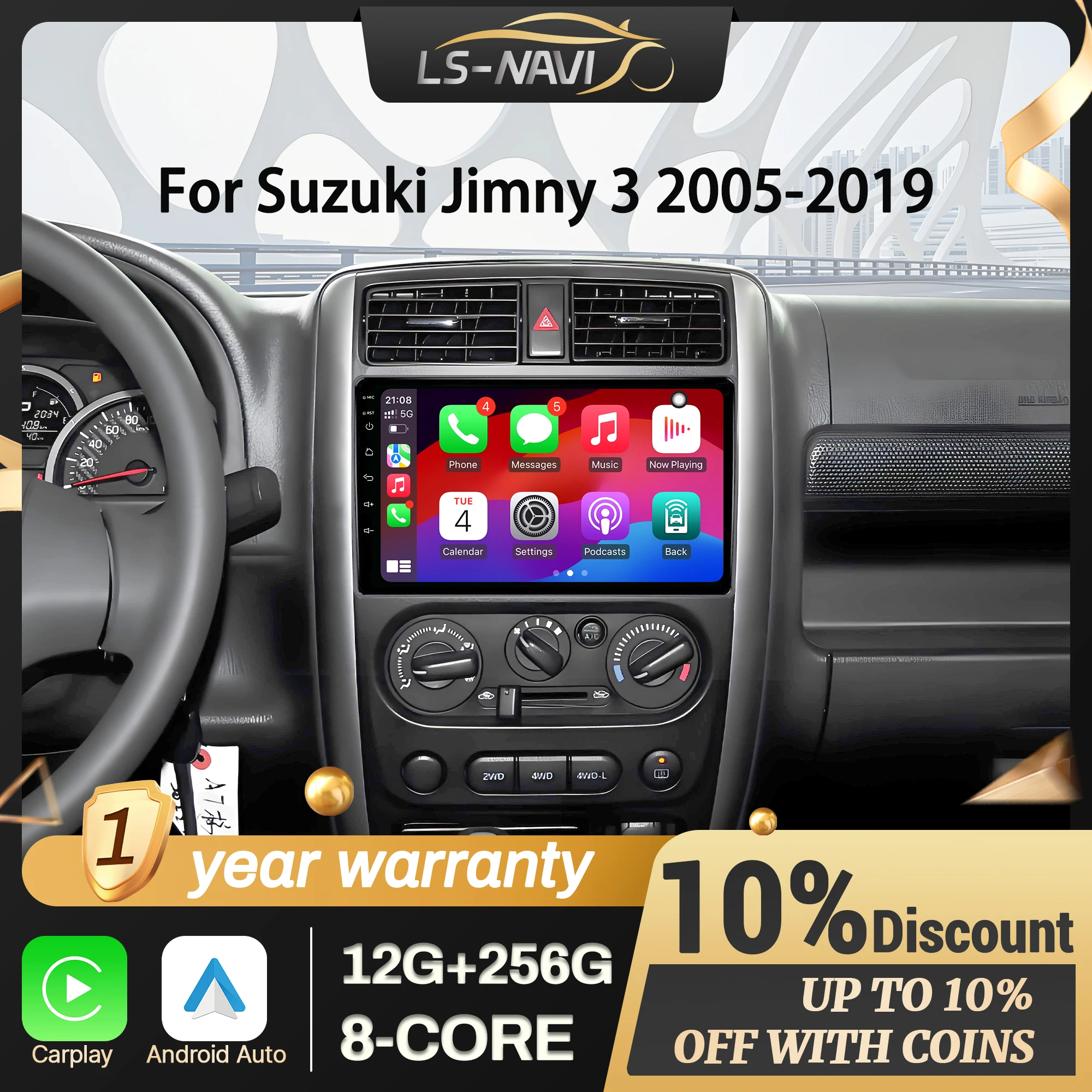 Car Radio Android 14  For Suzuki Jimny 3 2005-2019  Navigation  Wireless Bluetooth Carplay Multimedia Navigation Touch Screen