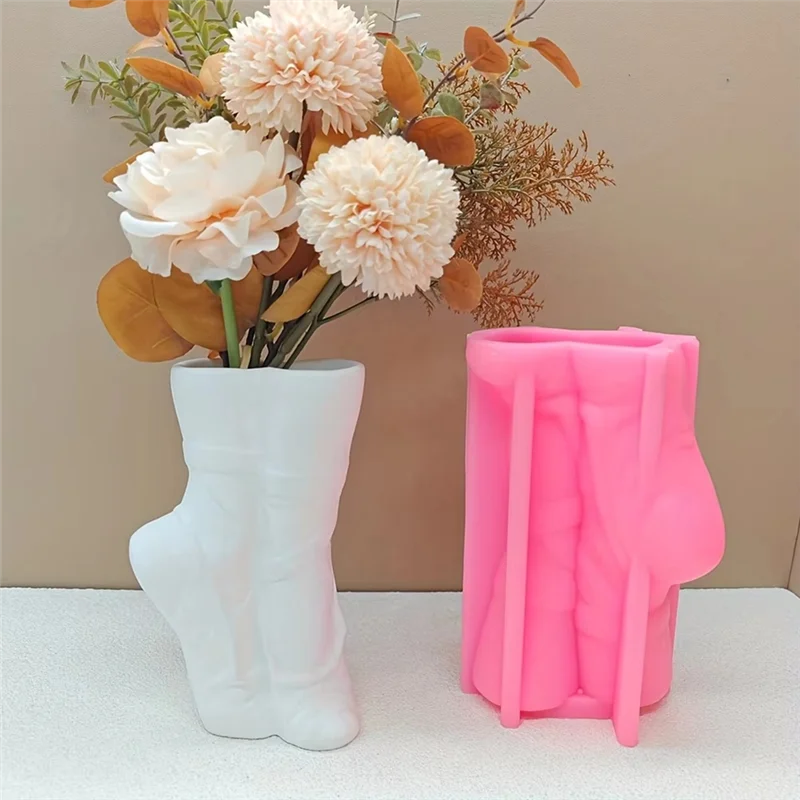 AB47-DIY sapatos de pano de dança em forma de vaso resina epóxi molde de silicone ballet pé vaso molde de concreto decoração para casa vaso molde de gesso