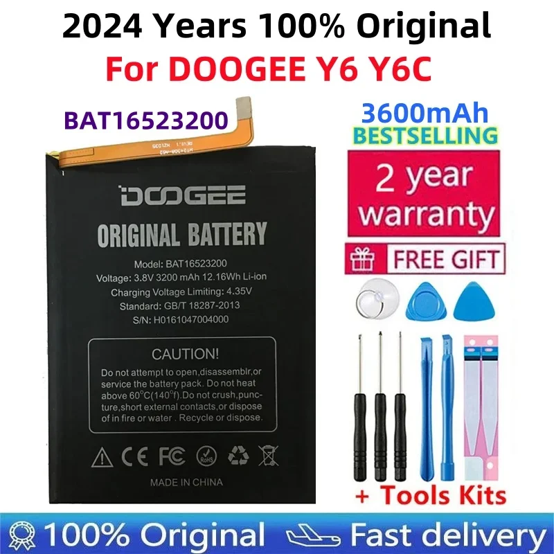 New Original Battery BAT16523200 MTK6750 Replacement 3600mAh Parts For DOOGEE Y6 Y6C Y6 Piano Smart Phone+ Free Tools