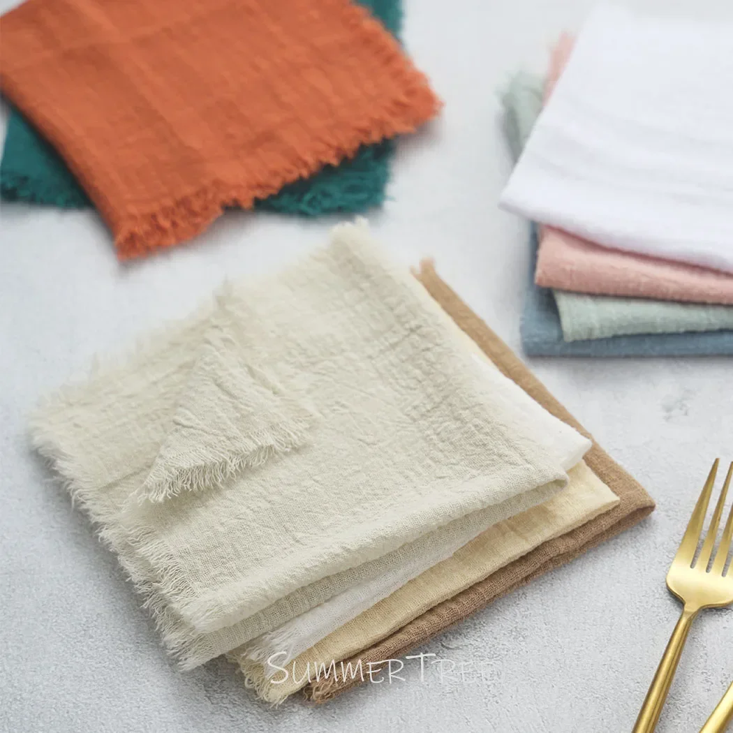 24pcs 32x32cm Cloth Napkins Cotton Gauze Napkin Handkerchief Tea Towels Cheesecloth Vintage Wedding Linen Party Table Decoration