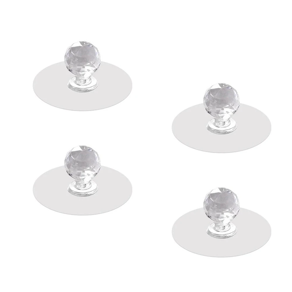 

4 Pcs No Punch Handle Knob Cabinet Knobs Self Stick Adhesive for Small Kitchen Acrylic Hardware Cabinets