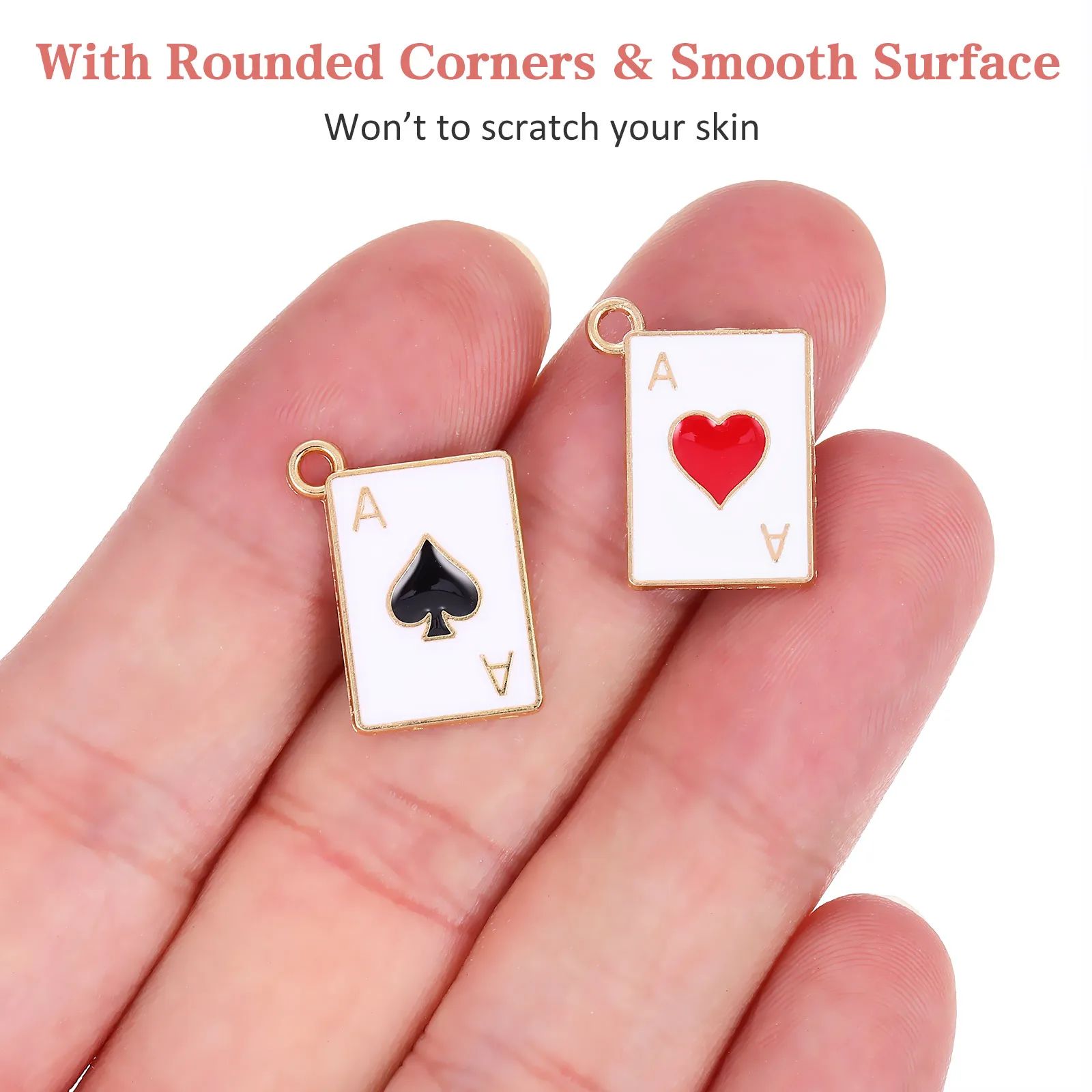

Poker Card Accessories Red Heart Alloy Charms Diy Earring Pendants Necklace Components Jewelry Making Supplies