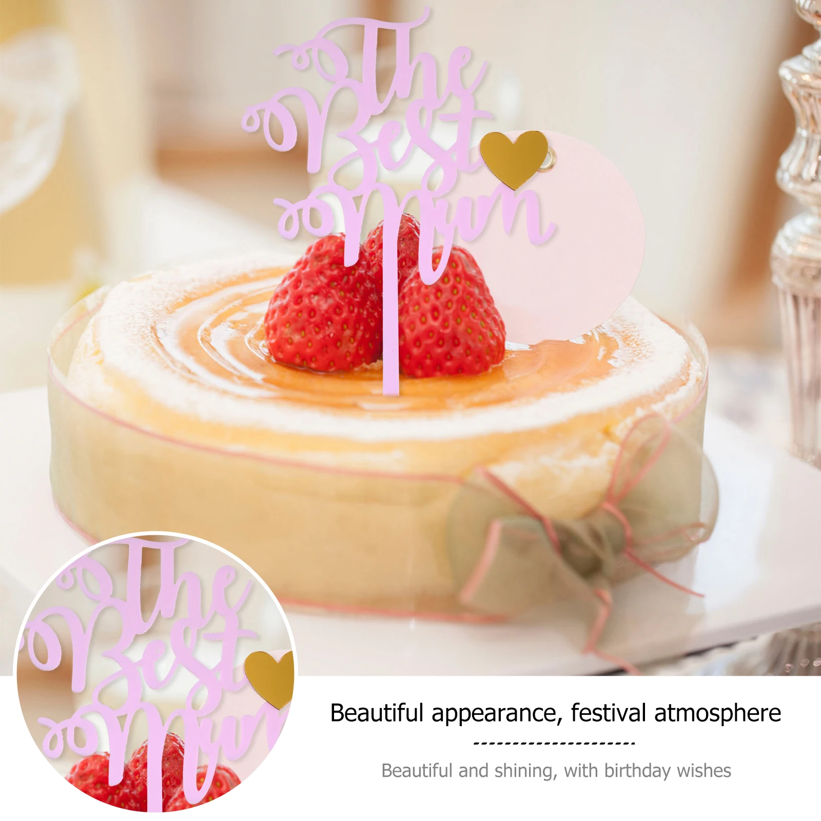

12pcs Decoration For Mother Creative Acrylic Cake Topper Set Letter Ornament Mom Birthday Party Cupcake Accessories 6.5Cm