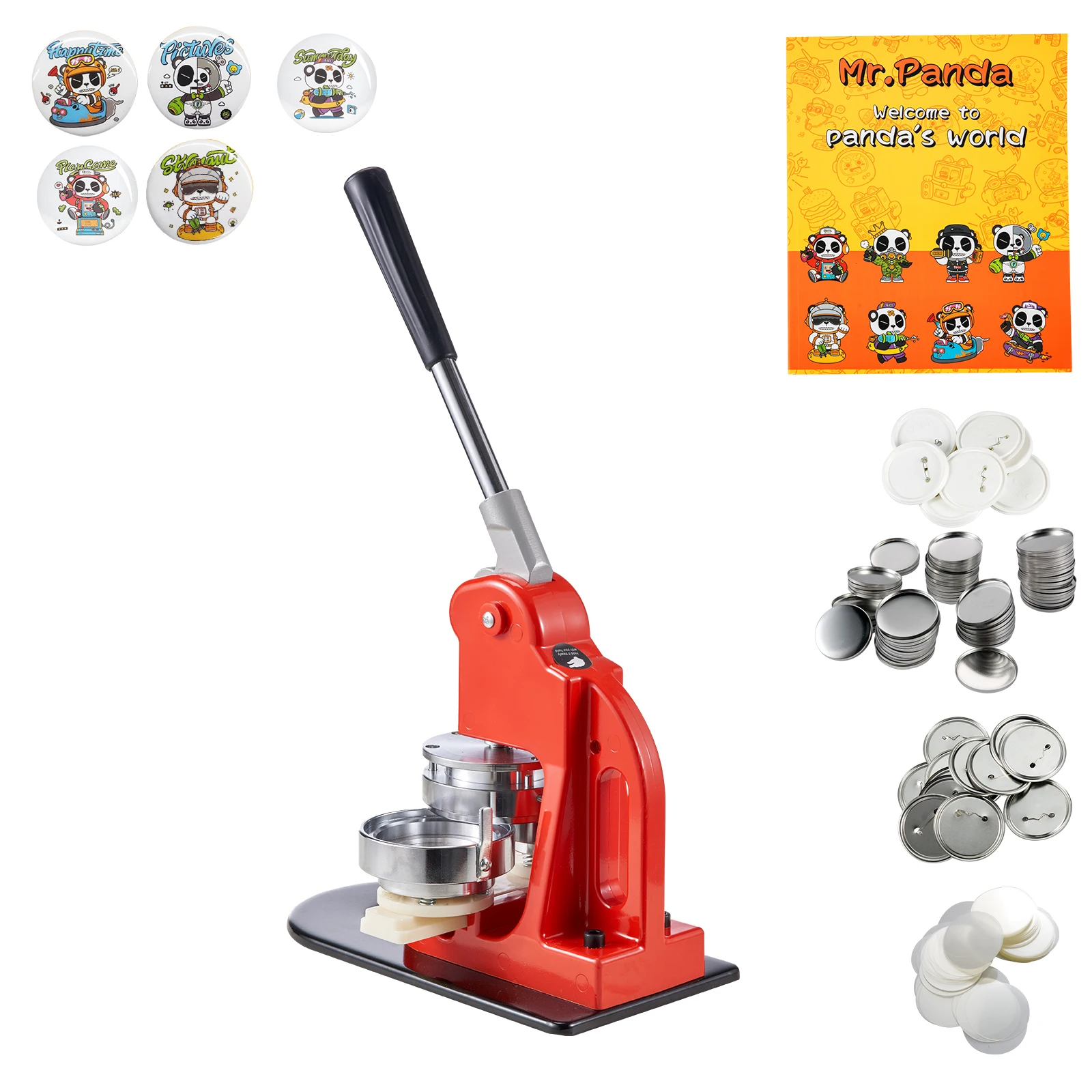 VEVOR 25/32/58/75MM Badge Maker Machine DIY Button Pin with 500Pcs Free Parts Press Kit Circle Manufacture Button Making Tool
