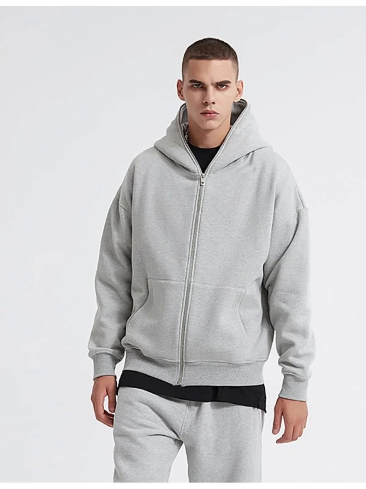 

Loose Fit Zipper Cardigan Hooded Sweatirt Men's Casual Jaet Long Sve Autumn Wear Daily Simple Sle Chinese Manufacturer