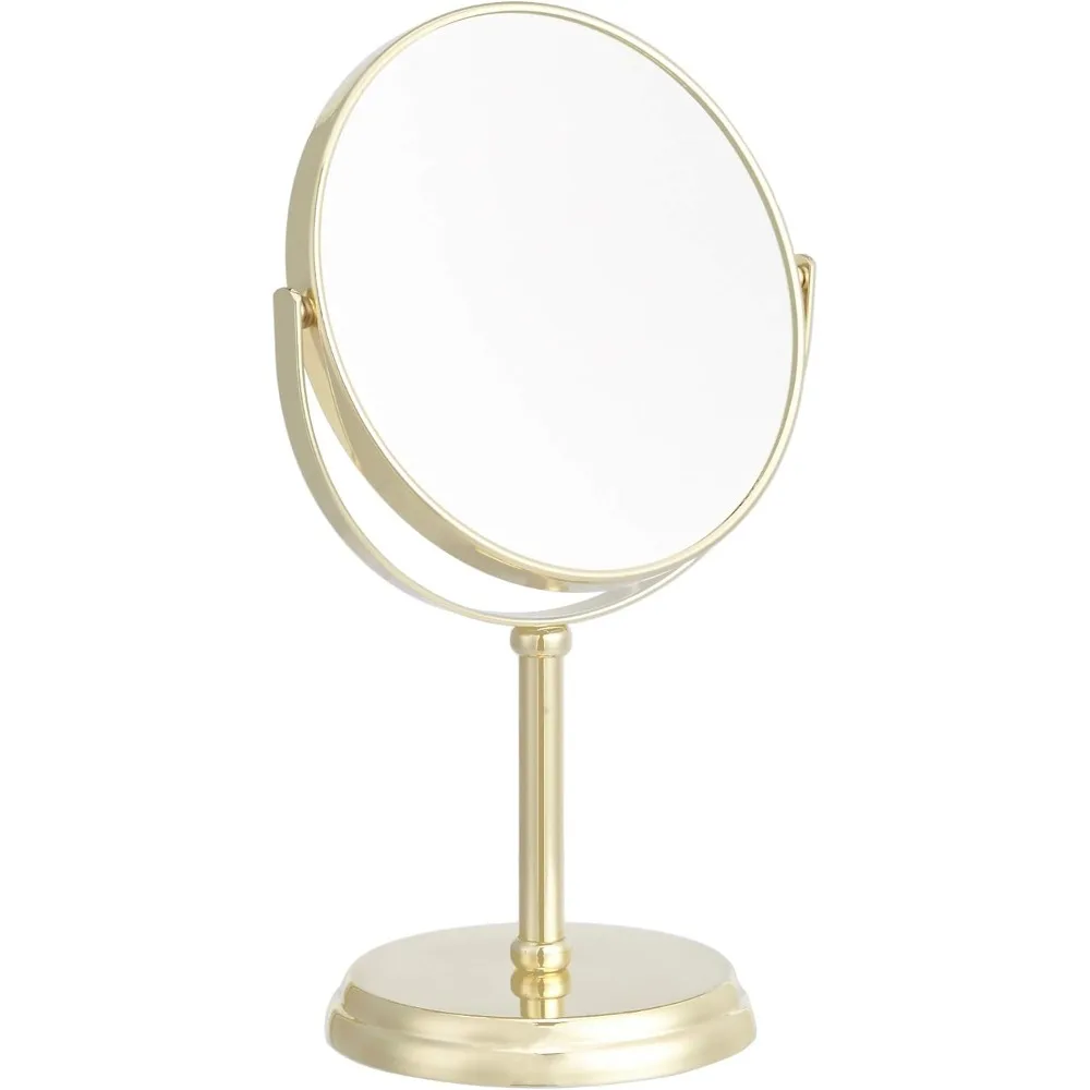 Tabletop Mount Vanity Round Mirror, 1X/5X Magnification, Iron, 7.2