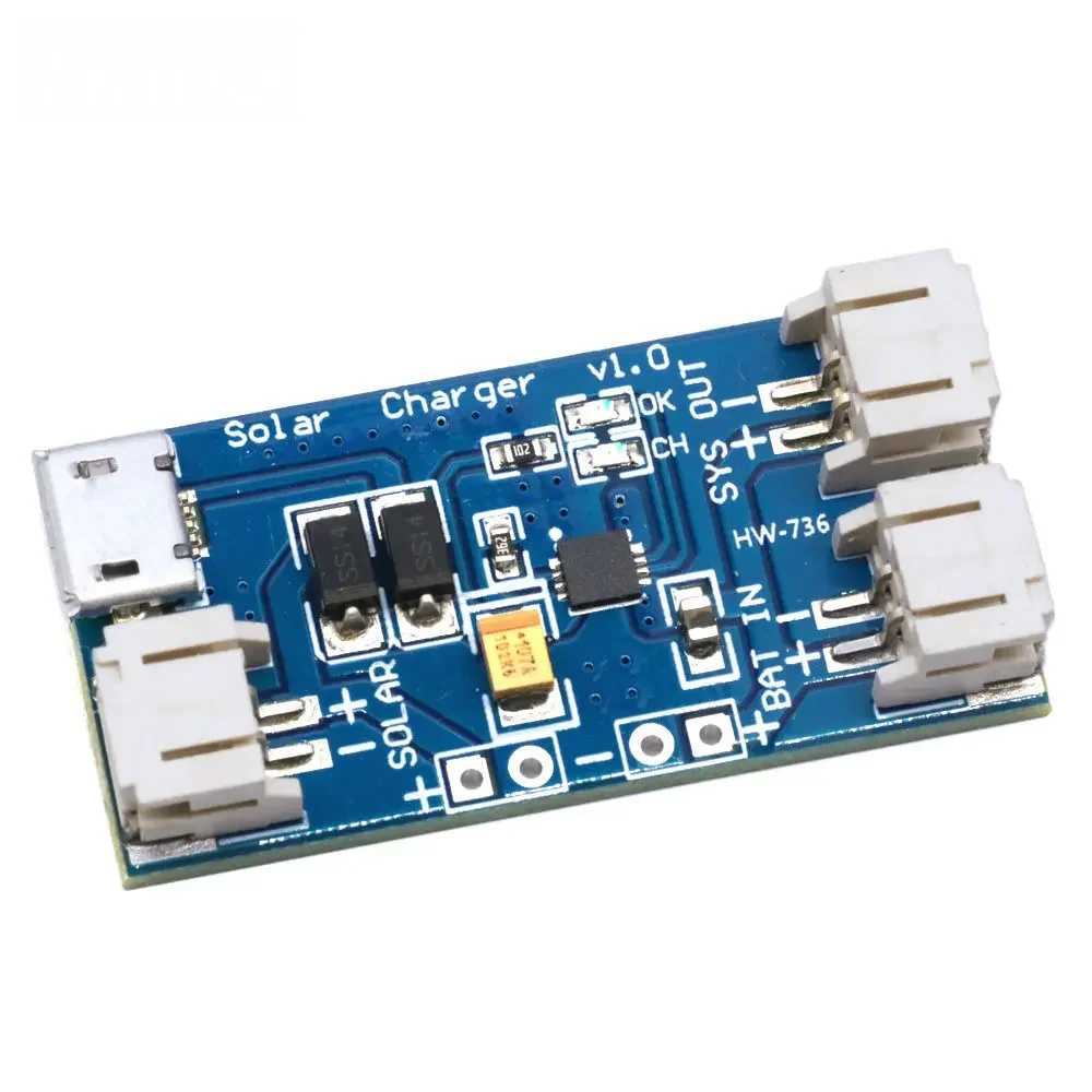 CN3065 Mini placa de cargador de batería de litio Solar módulo de carga LiPo de 500mA con Panel Solar y Micro USB para Arduino DIY Camping