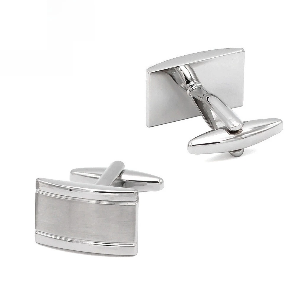 Extremely Simple Square Cufflinks Glossy Finish Smooth Brushed Solid Metal Men's Cufflink Business Formal Suit Shirt Accessory