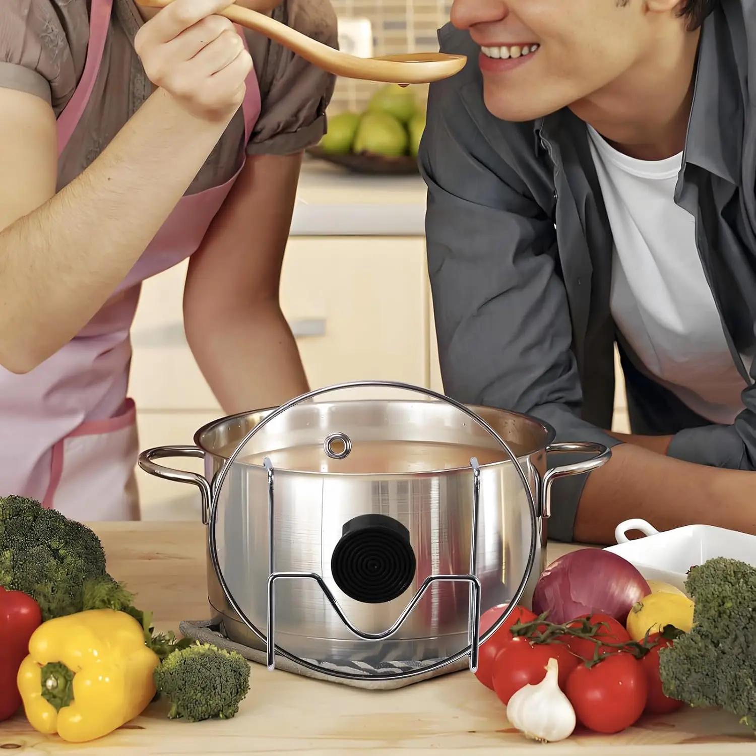 1/4pcs Slow Cooker Lid Holder for Cooking Hand Free Pot Lid Organizer Stainless Steel Rack its Most Slow Cookers