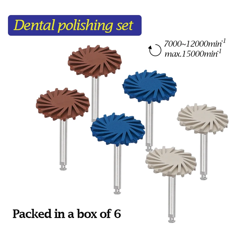 

6/12pcs Dental Rubber Polisher Composite Resin Diamond System RA Polishing Disc Wheel Kit 14mm Wheel Spiral Flex Brush Burs