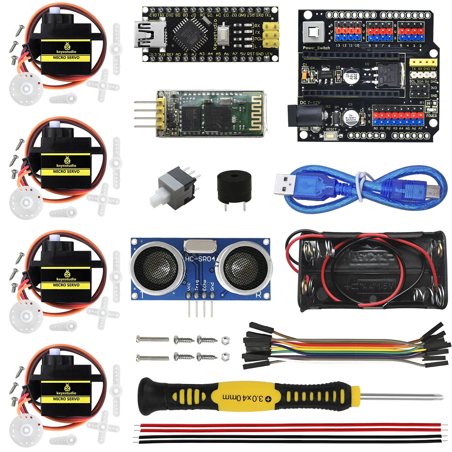 Keyestudio Electronic DIY Parts  Kit For OTTO Robot Maker (No  Printer Parts) For Arduino Starter Kit NO SOLDERING REQUIRED