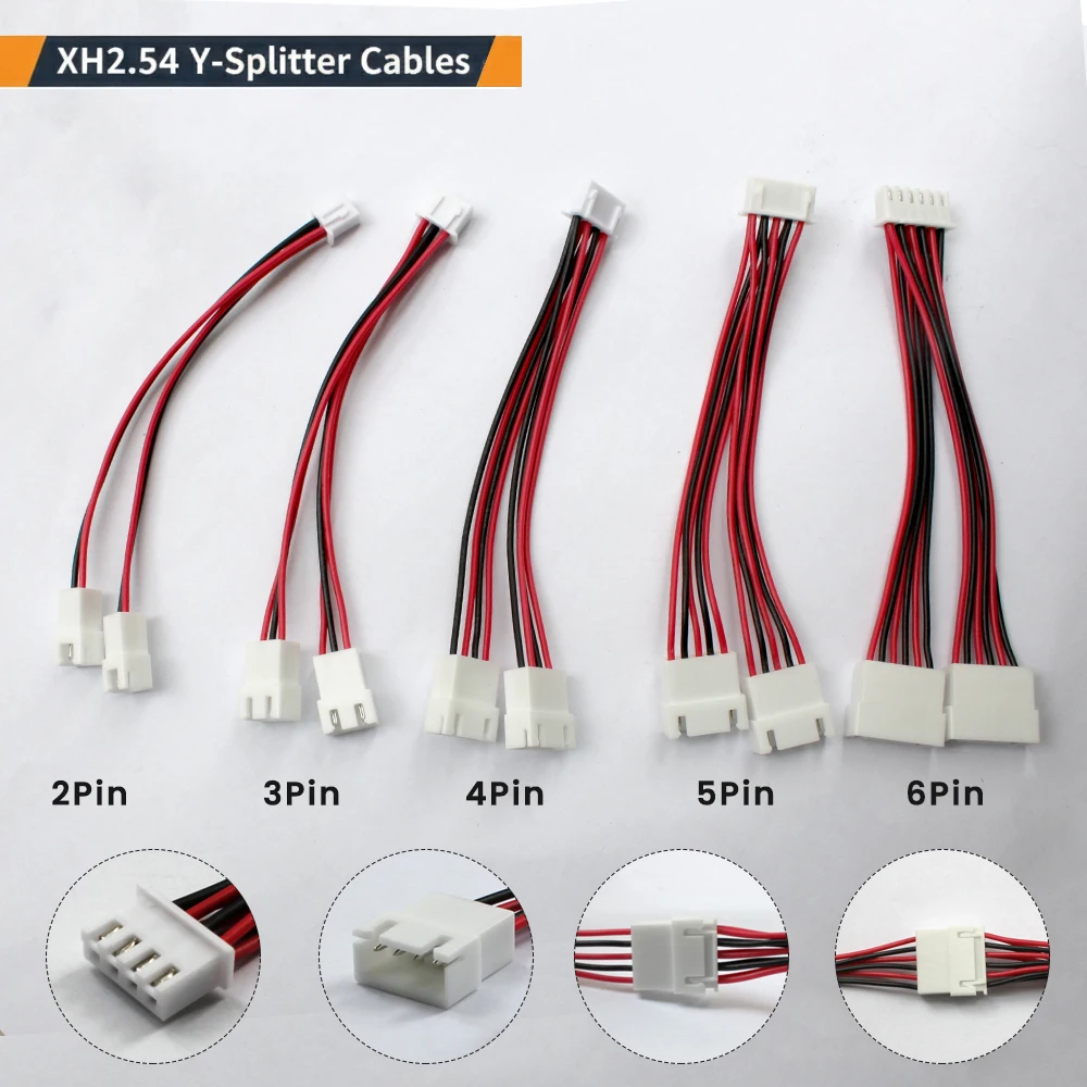 1-10PCS XH2.54 Y-Splitter Fan Cable Male to 2 Female Connector 2-6Pin Power Extension Cord Terminal Cable CPU PWM Fan Connector