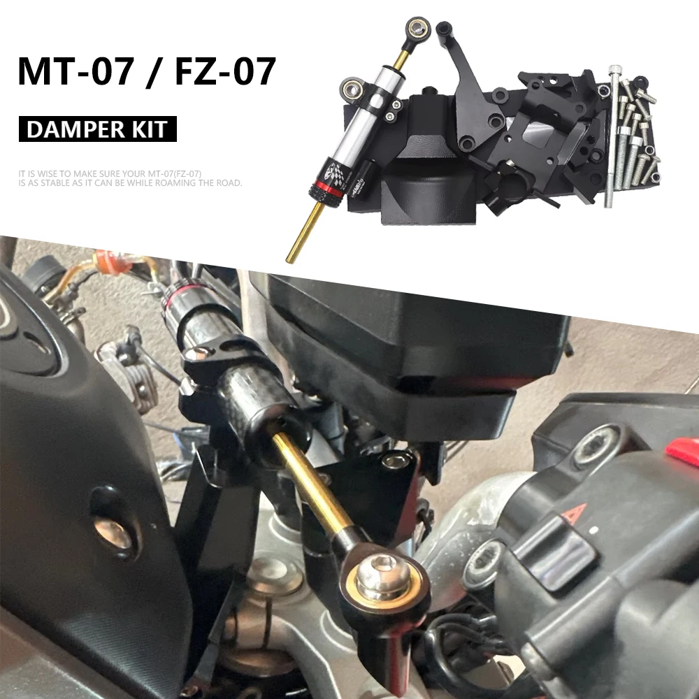 Kit de Amortiguador de Dirección para Motocicleta Yamaha MT-07 MT07 MT 07 2013-, Soporte de Montaje, Amortiguador de Impactos, Soporte de Amortiguación de Dirección