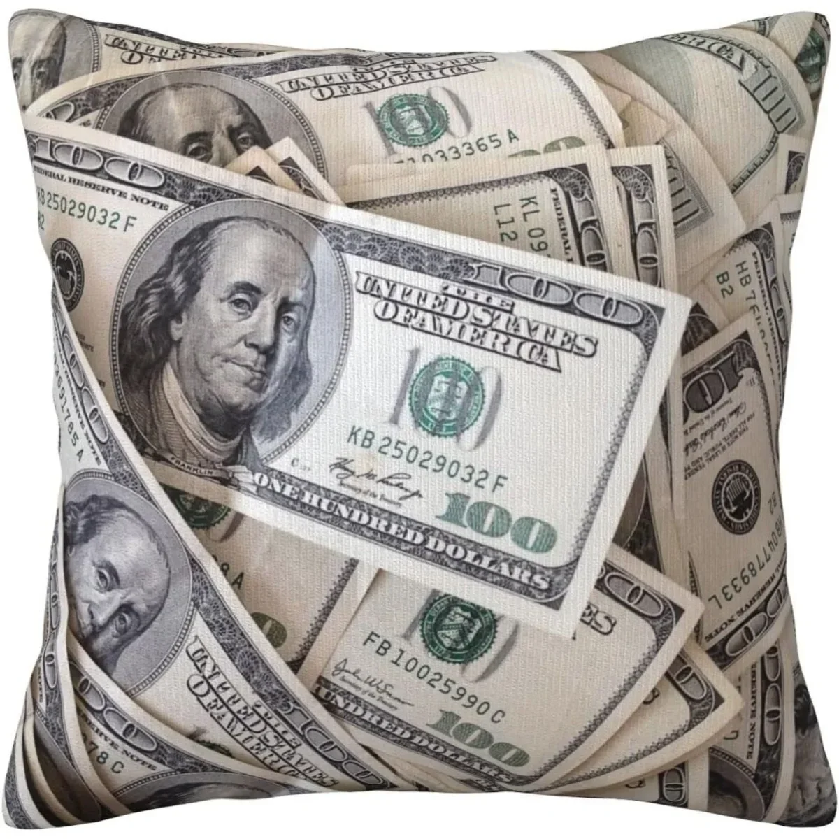 Dollar Bill Throw Pillow Case Decorative Throw Pillows Square Cushion Cover for Sofa Bed Car Chair Living Room 45x45cm 18x18Inch