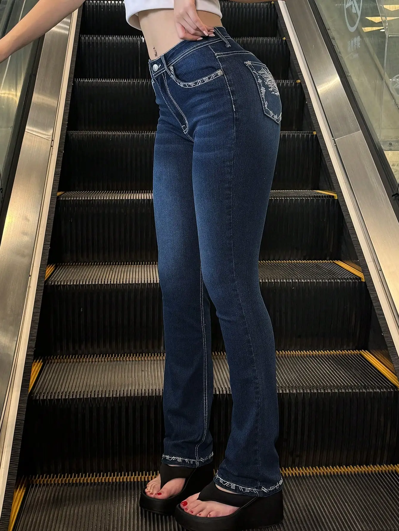 Women's High  Waisted Skinny Flare Jeans 2025 Trendy Stitch Design Stretch Denim Slim Fit Ankle  Length Pants