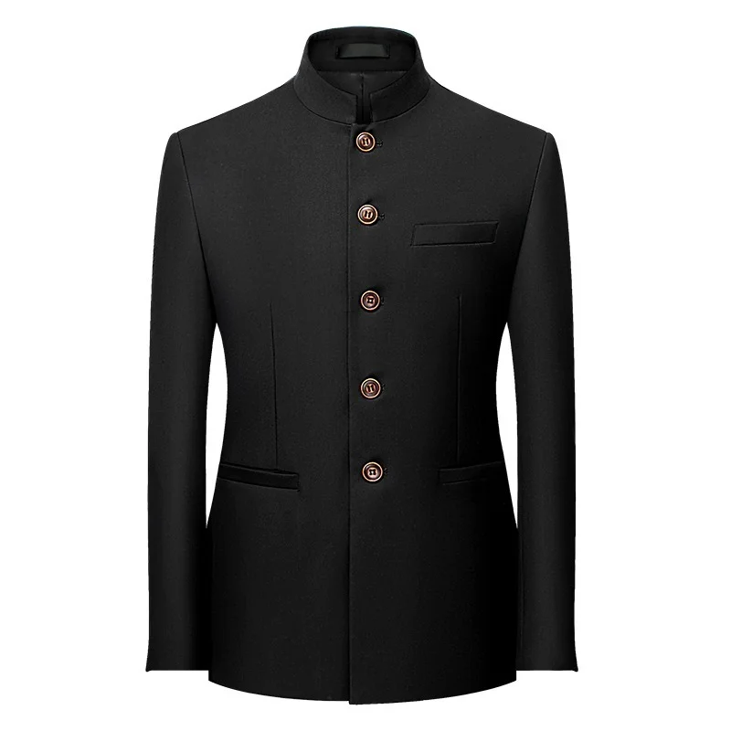 Solid Single Breasted Blazer for Men Slim Fit Men Suit Jacket Chinese Style Suit Jacket 1 Piece Fashion Formal Coat