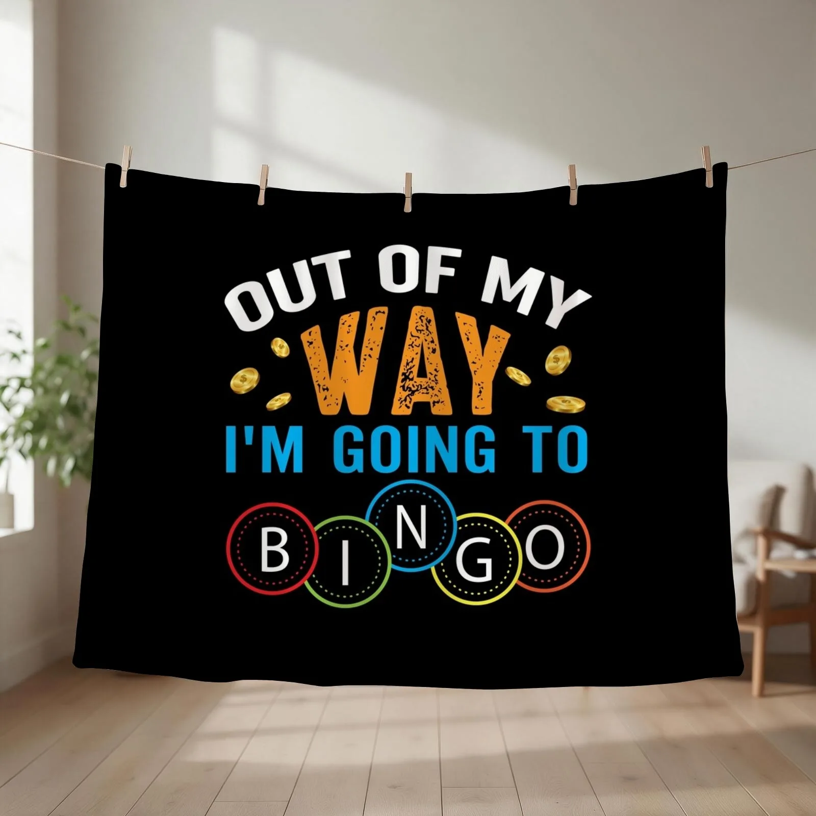 Out Of My Way Im Going To Bingo Throw Blanket couch cozy soft plush fuzzy picnic outdoor blanket