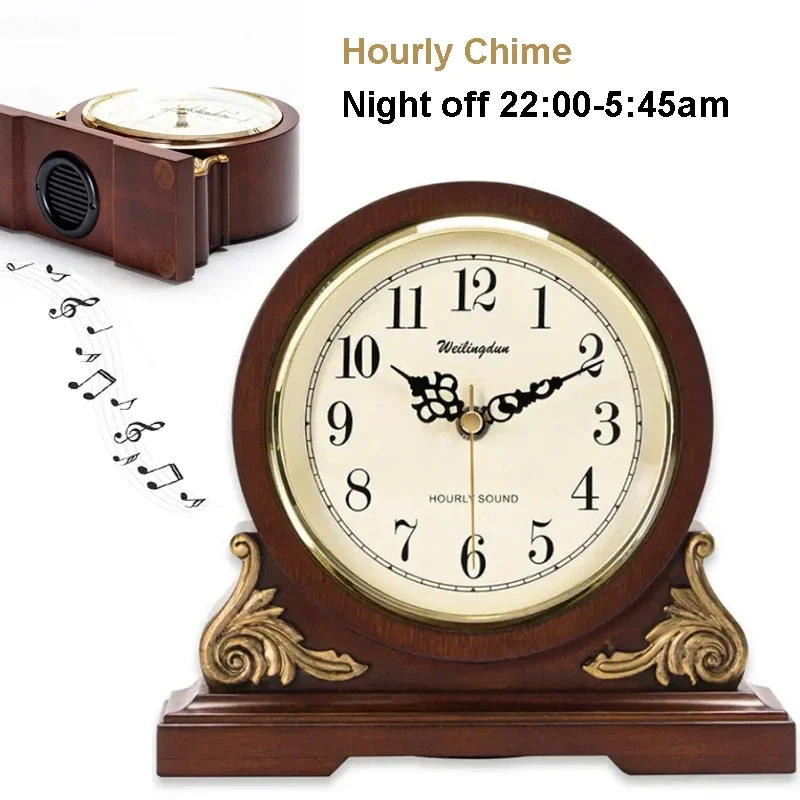 Europe Solid wood retro clock Tell the time Quartz clocks and watches battery powered classy home decor office Table clock