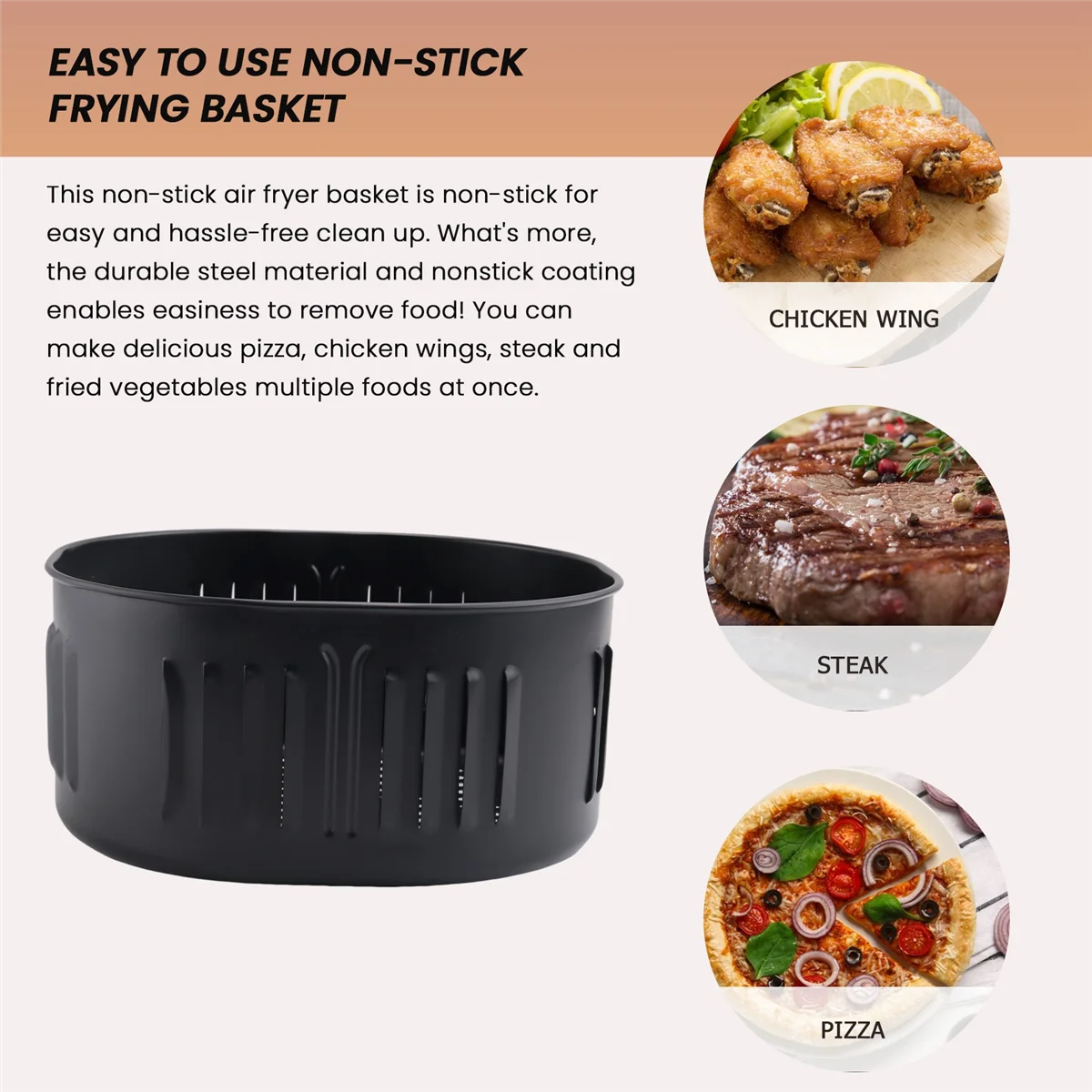 Power XL DASH Cozyna 5.5Qt용 FZFZ 교체 바구니, 액세서리 블랙