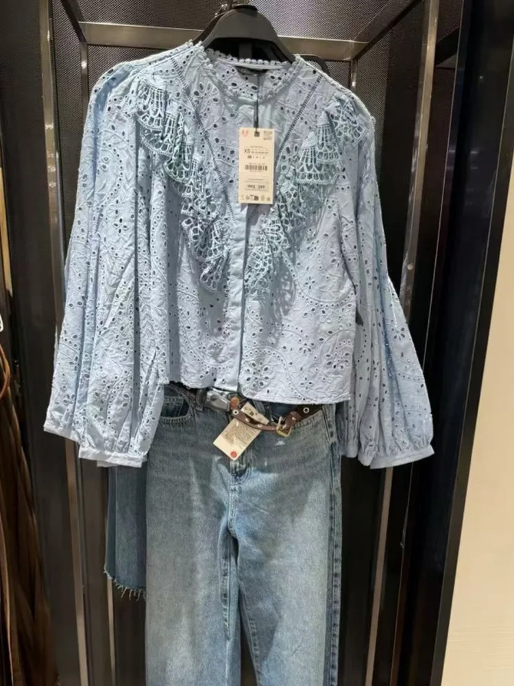 

Женские хлопковые длинные свеки Sweet Sle с вышивкой, круглые, дышащие, удобные, свободные, осеннее, новое поступление