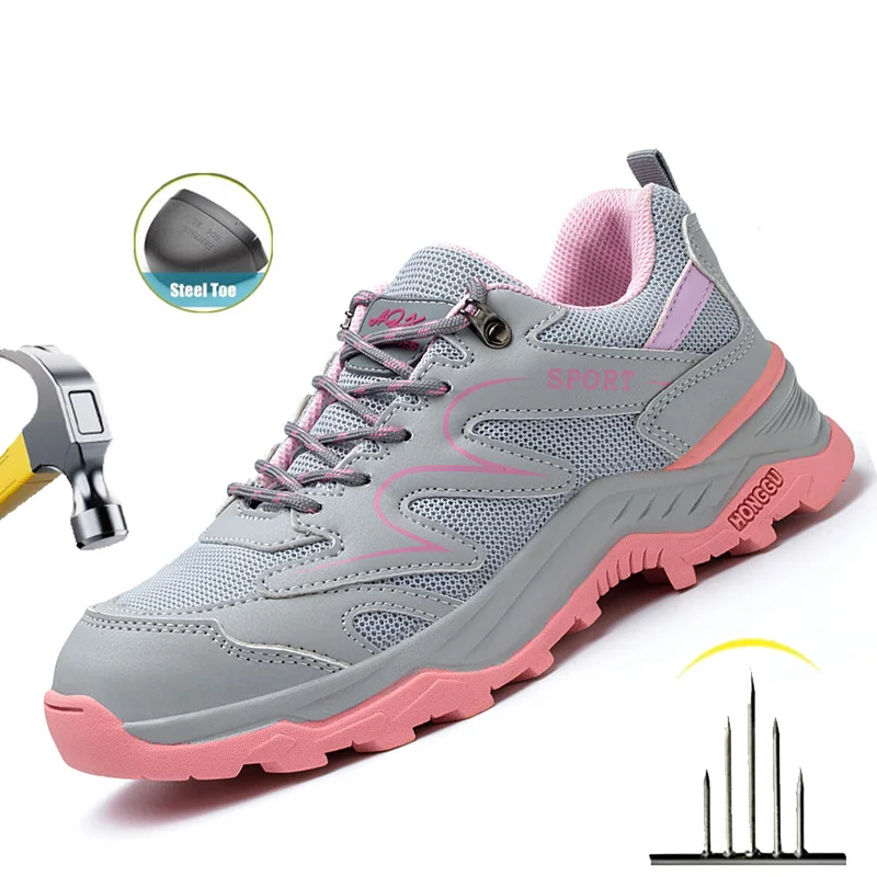 Indestructible Women Safety Shoes Steel Toe Work Safety Boots Breathable Work Sneaker Lightweight Sport Work Shoes Woman Boots