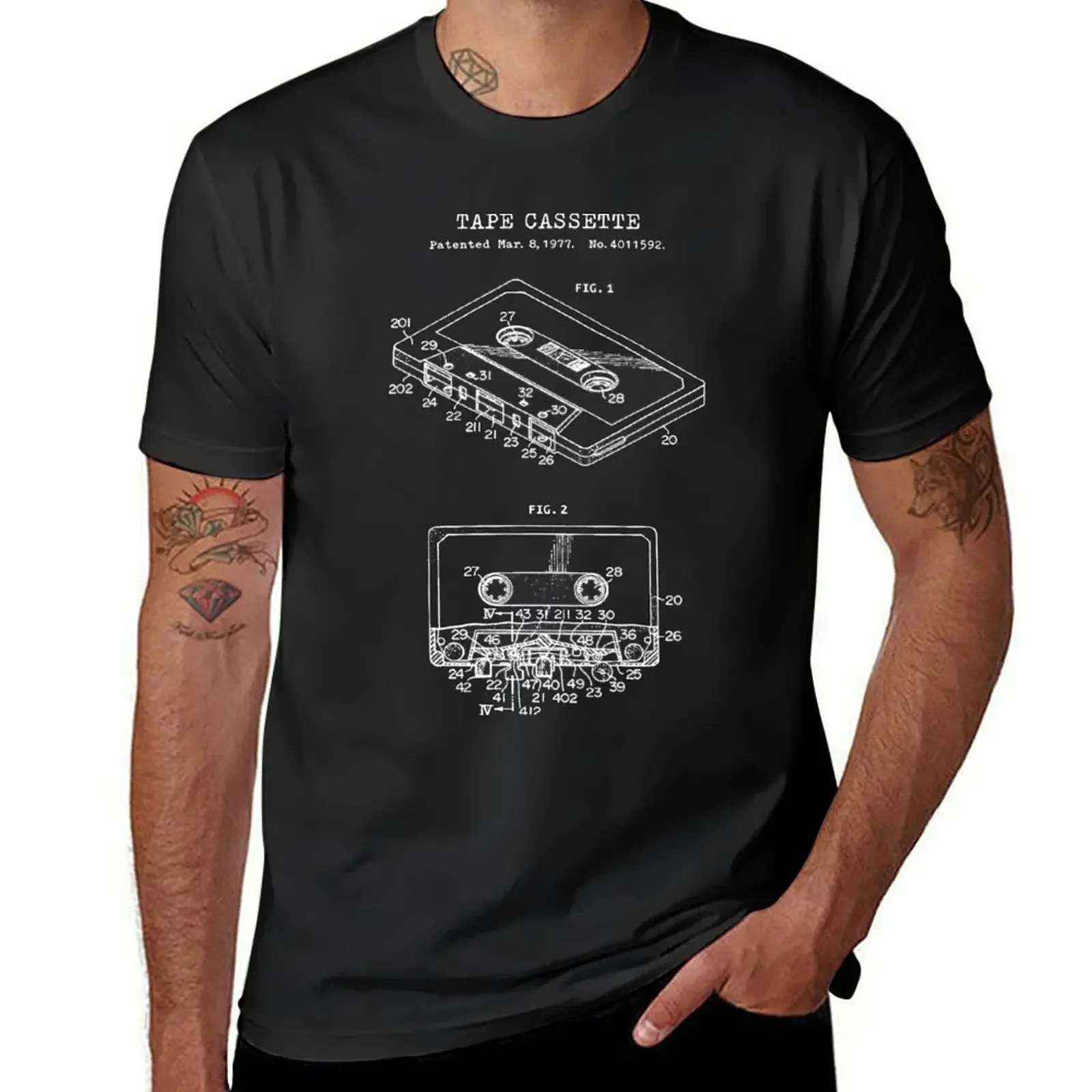 

Tape Cassette Patent White T-Shirt customs design your own quick drying oversizeds oversized t shirt mens graphic t-shirts anime