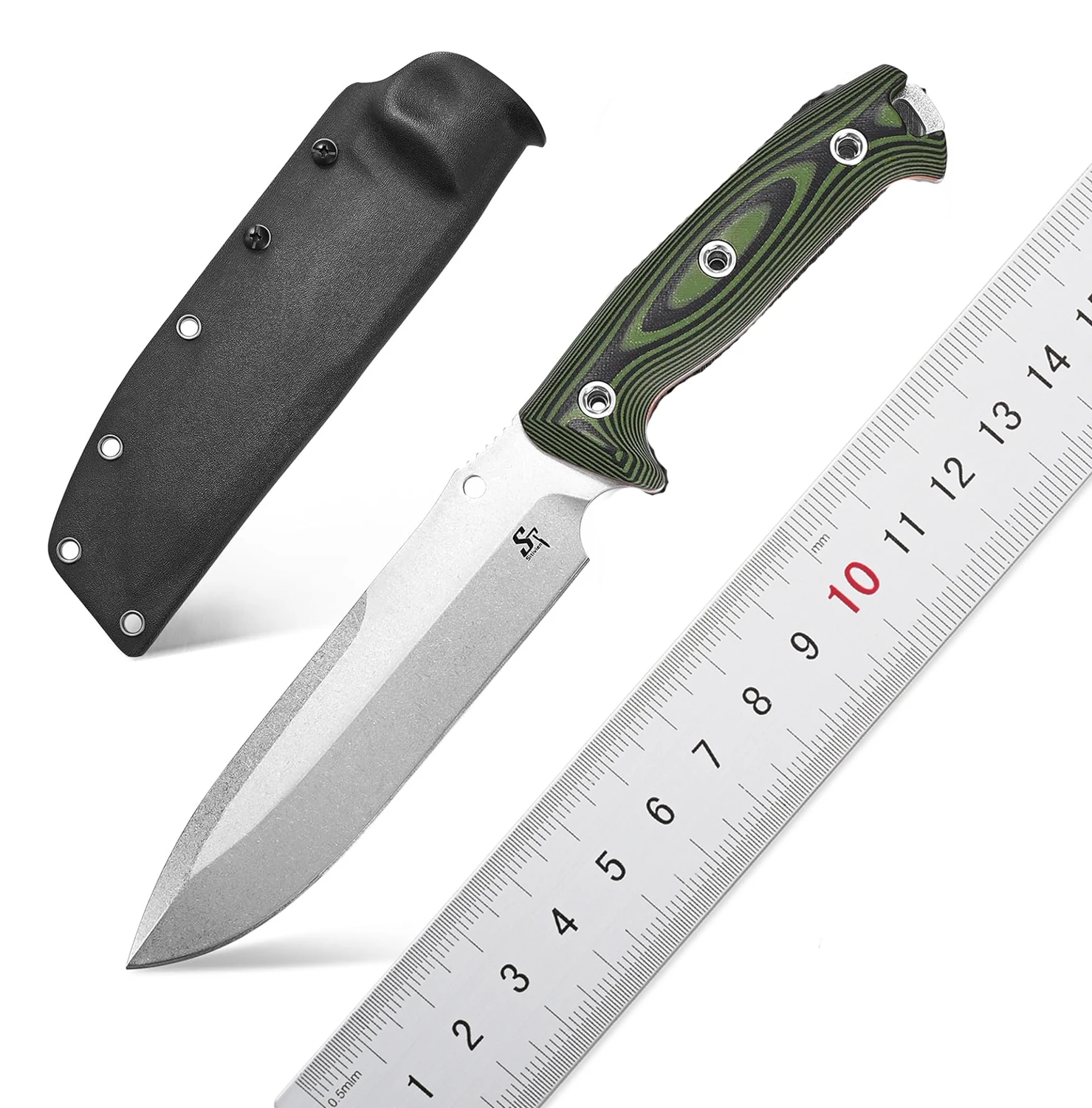 Sitivien ST11 Fixed Knife DC53 Stonewashed Steel Blade Double Color G10 Handle Full Tang Blade Knife EDC Tool Knife for Outdoor