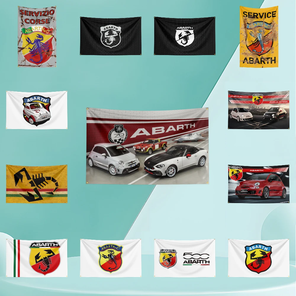 

A-AbarthS Car Flag Banner 3x5ft Polyester with Brass Grommets HD Printing Exhibition, Racing, Car Fans, Porch, Garage Decoration
