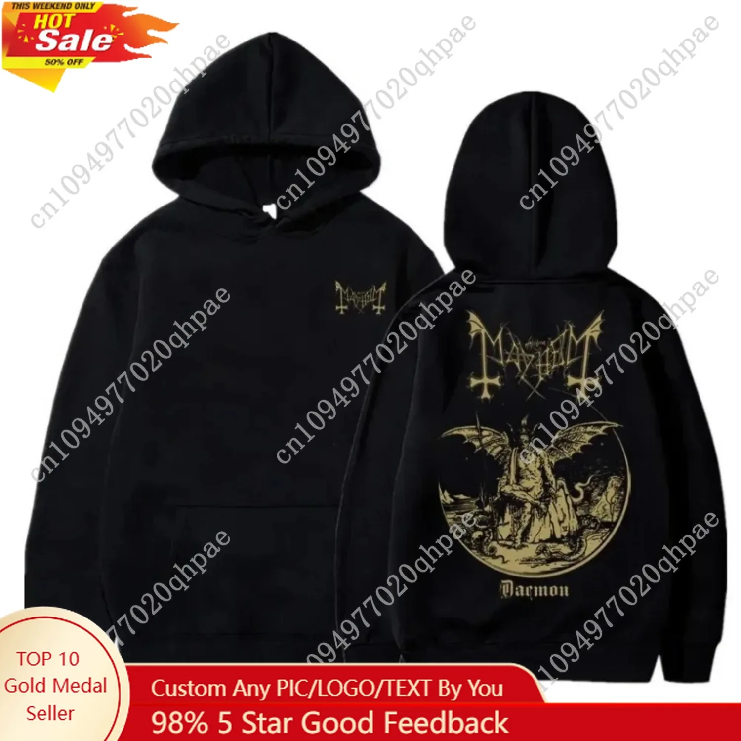 

Men Clothing Pullover Hoodies Mayhem Black Metal Graphic New Fabric Street Fashion Hoodie Casual Street Roller Skating Cyberpunk