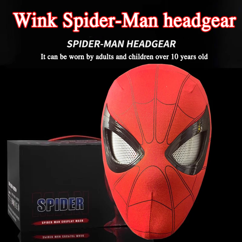 

Spiderman Headgear Cosplay Mask Moving Eyes Electronic Mask Spider Man Helmet 1:1 Remote Control Elastic Toys Adults Kids Gift