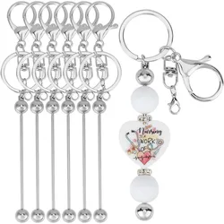 40Pcs Beadable Keychain Bar Beadable Keychains Metal Beaded Keychain Charms Keychain Bar with 20Pcs Open Jump Rings making kit