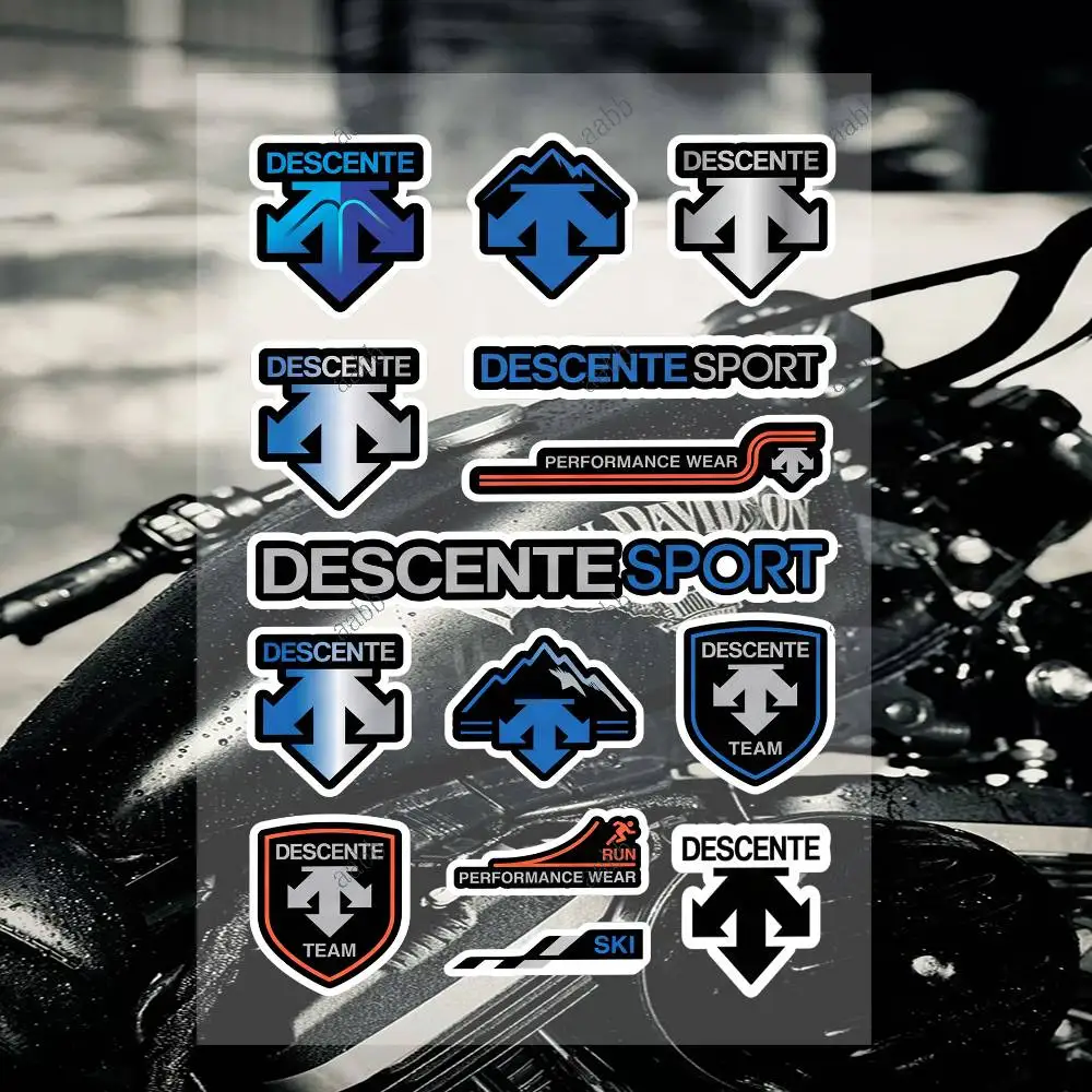 D-DESC E-ENTE Motorcycle Sticker Set Reflective Decals For Helmet Fuel Tank Fairing Body Custom Bike Graphics Kit