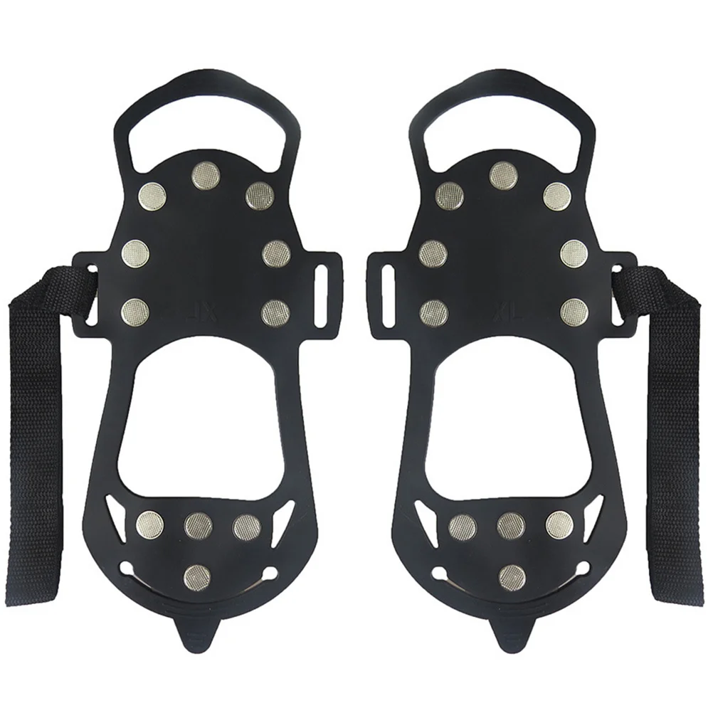 

Climbing Ice Grippers Snow Shoes Covers Anti Slip Spikes Lightweight Black Rubber Metal Most Footwear Jogging Hiking