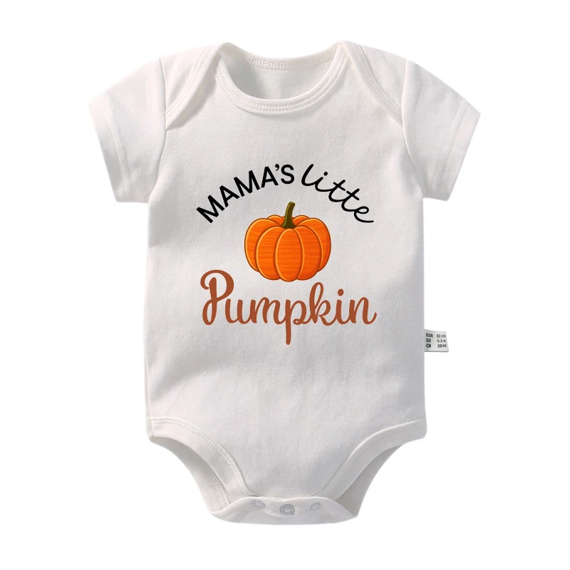 Mama's Little Pumpkin Print Baby Bodysuit Infant Short Sleeve Romper Halloween Fall Newborn Boy Girl Onesie Clothes