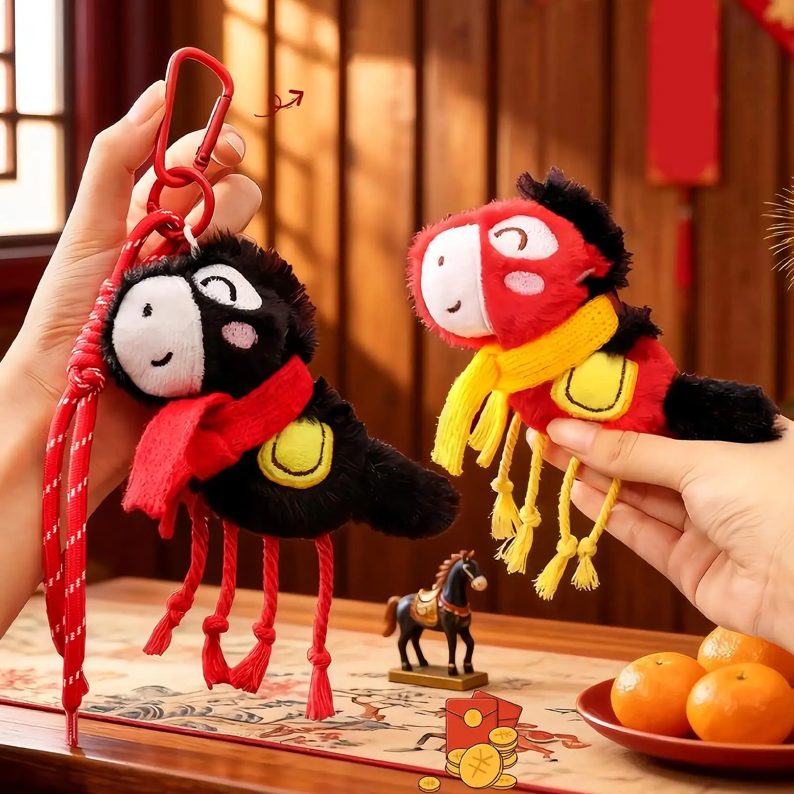 Horse Plush Keychain Chinese mascot Animal Keyring Spring Festival Gift for Children New Year Birthday Bag Backpack Decoration