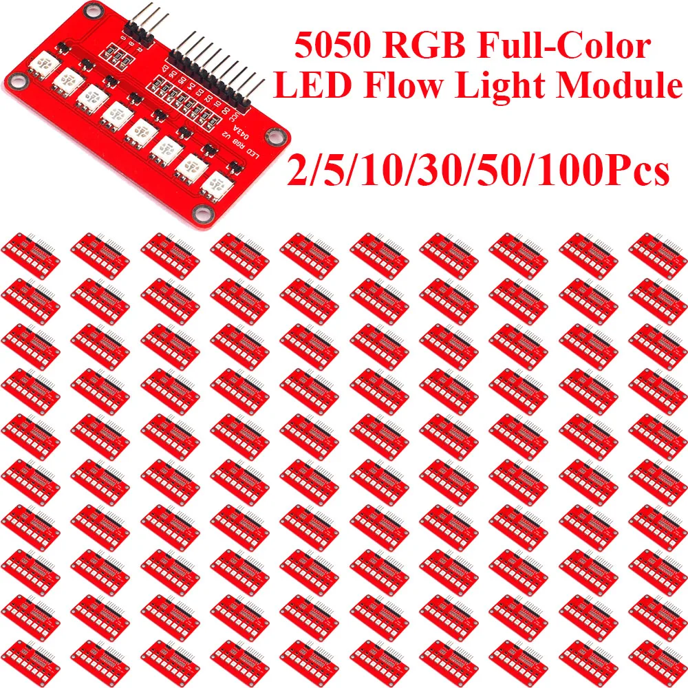 2~100Pcs 5050 RGB Full Color LED Water Flow Light Module Programmable Lamp Board Accessories For Microcontroller Smart Car Robot