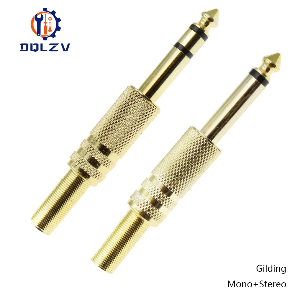 Vergoldung 6,35 MM Jack Stecker Männlich Mono Audio Stecker Adapter 1/4 Zoll Männlich Löten Audio Stereo Anschlüsse