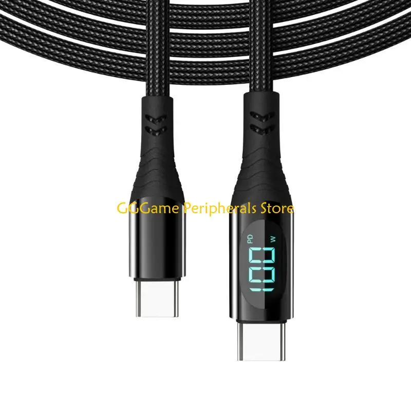 U55B 100W Twin Type C Charging Cable with Digital Power Display Fast Charging Data Line
