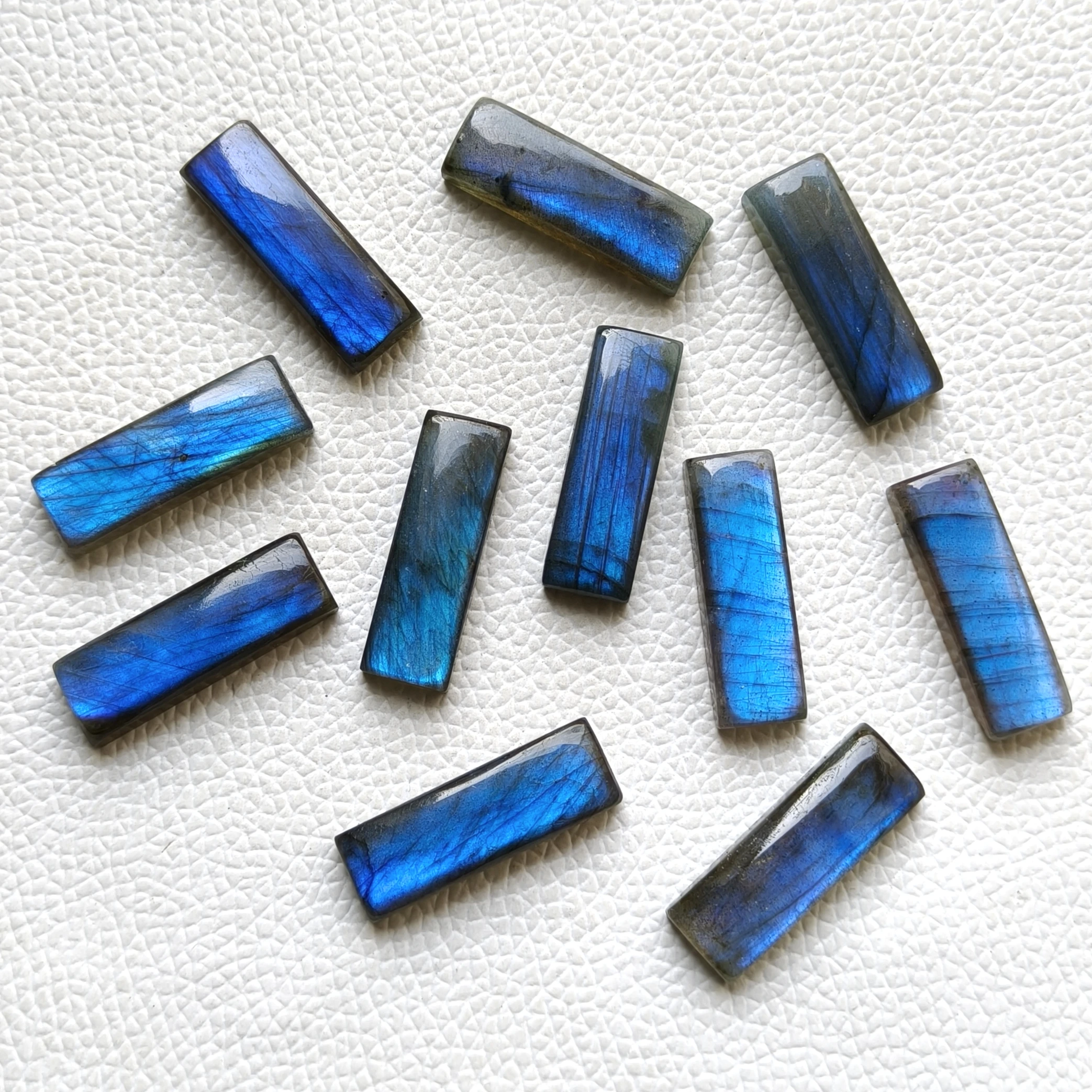 Natural Blue Labradorite Flat Back Rectangle Cabochon Top Grade Handmade Calibrated Sizes 5x10-15x40mm Loose for Jewelry Making